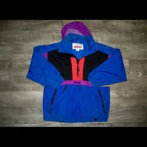 Vintage Obermeyer Windbreaker Colorblock Pullover Anorak Jacket Coat Mens Size M